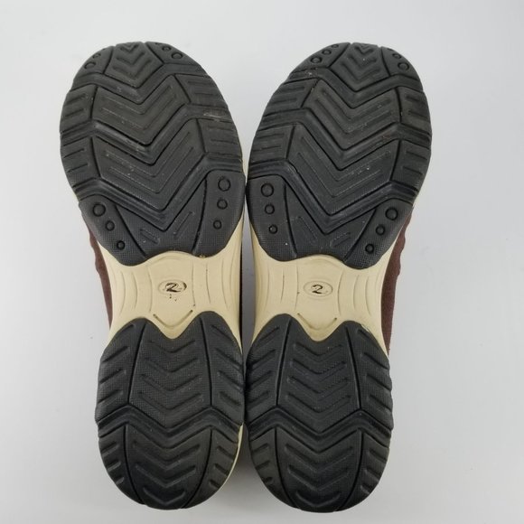 Easy Spirit Women US 8.5 Shoes Mule Clog Slip On Travel Suede Dark Brown Cream - Picture 4 of 15